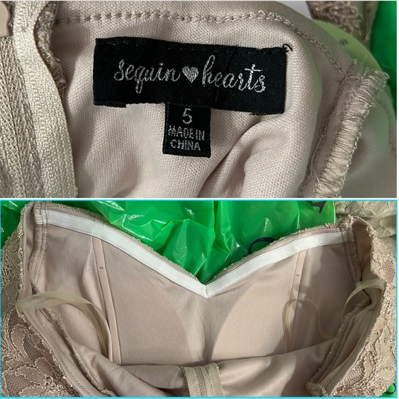 Sequin Hearts | NWT Champagne Lace Gown - Picture 15 of 17